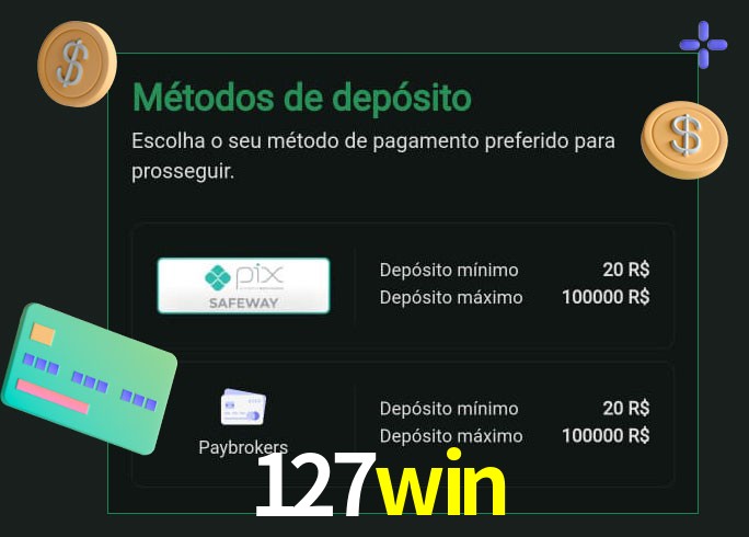 O cassino 127win oferece uma grande variedade de métodos de pagamento